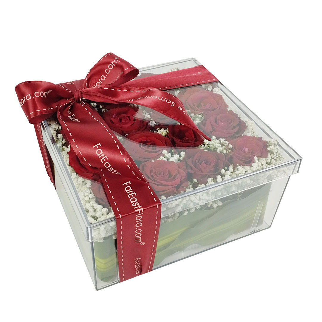 Minimalist Red Rose Acrylic Box