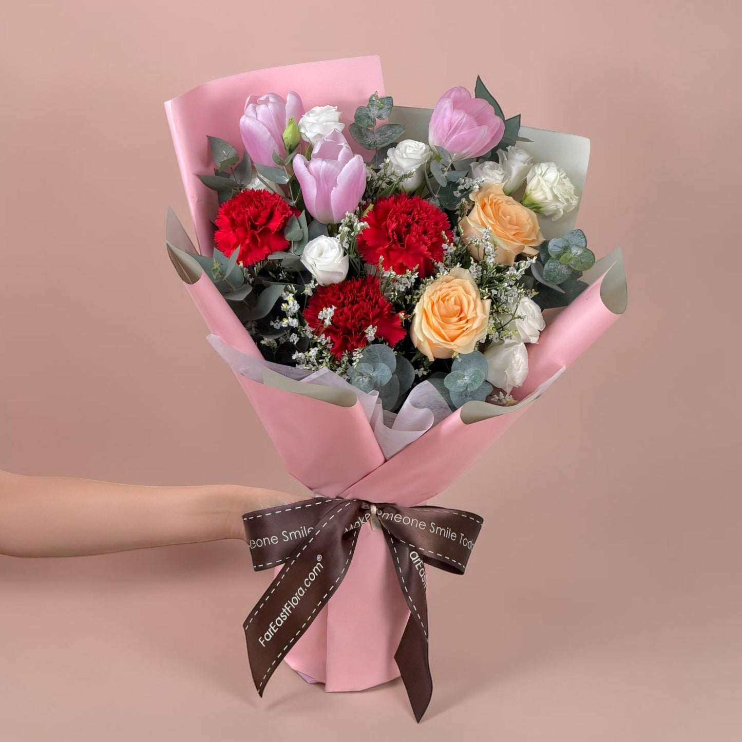 MD10 Growing Love - Tulip & Carnation Flower Bouquet