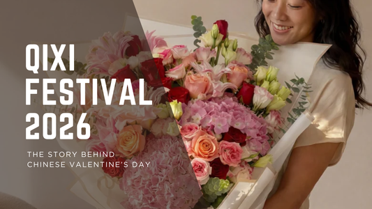 Qixi Festival 2026 Chinese Valentine's Day celebration with a romantic flower bouquet