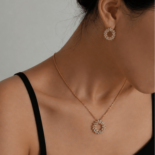 Aurora Halo Crystal Set - Necklace & Earings