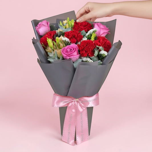 MD02 Warm Devotion - Carnations & Rose Flower Bouquet