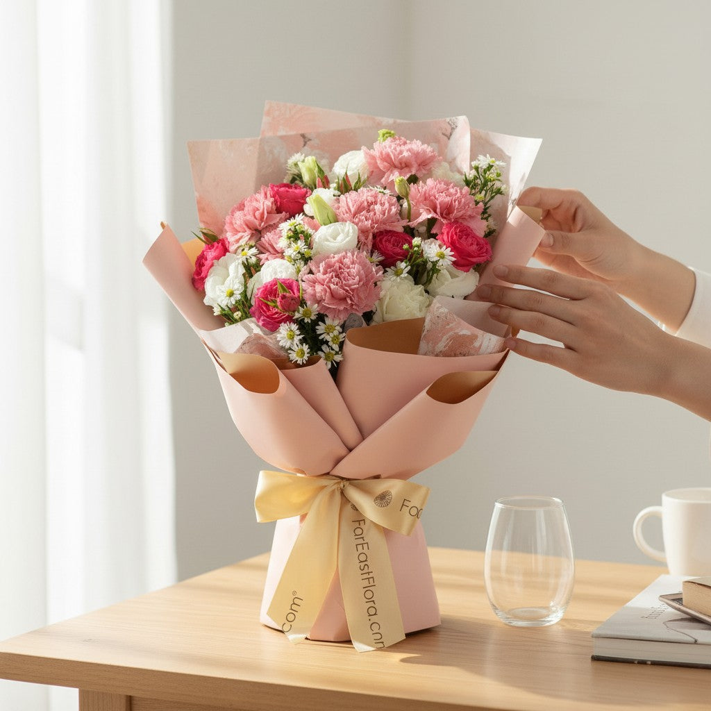 MD03 The Guiding Light - Carnation & Rose Flower Bouquet