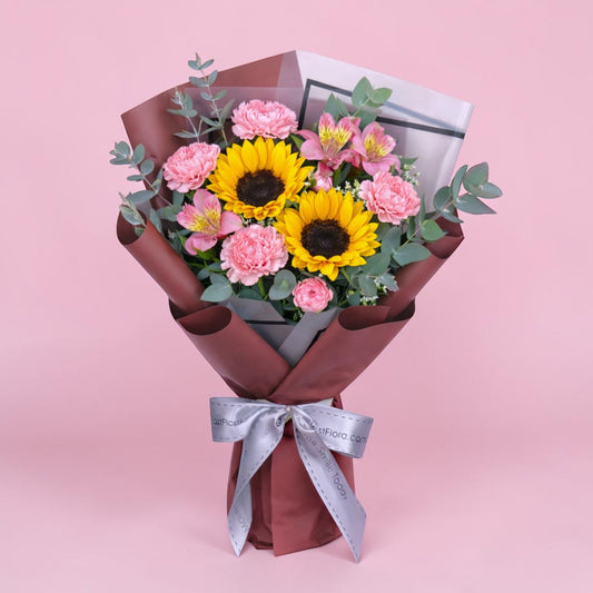 MD06 Bright Love - Sunflower & Carnation Flower Bouquet