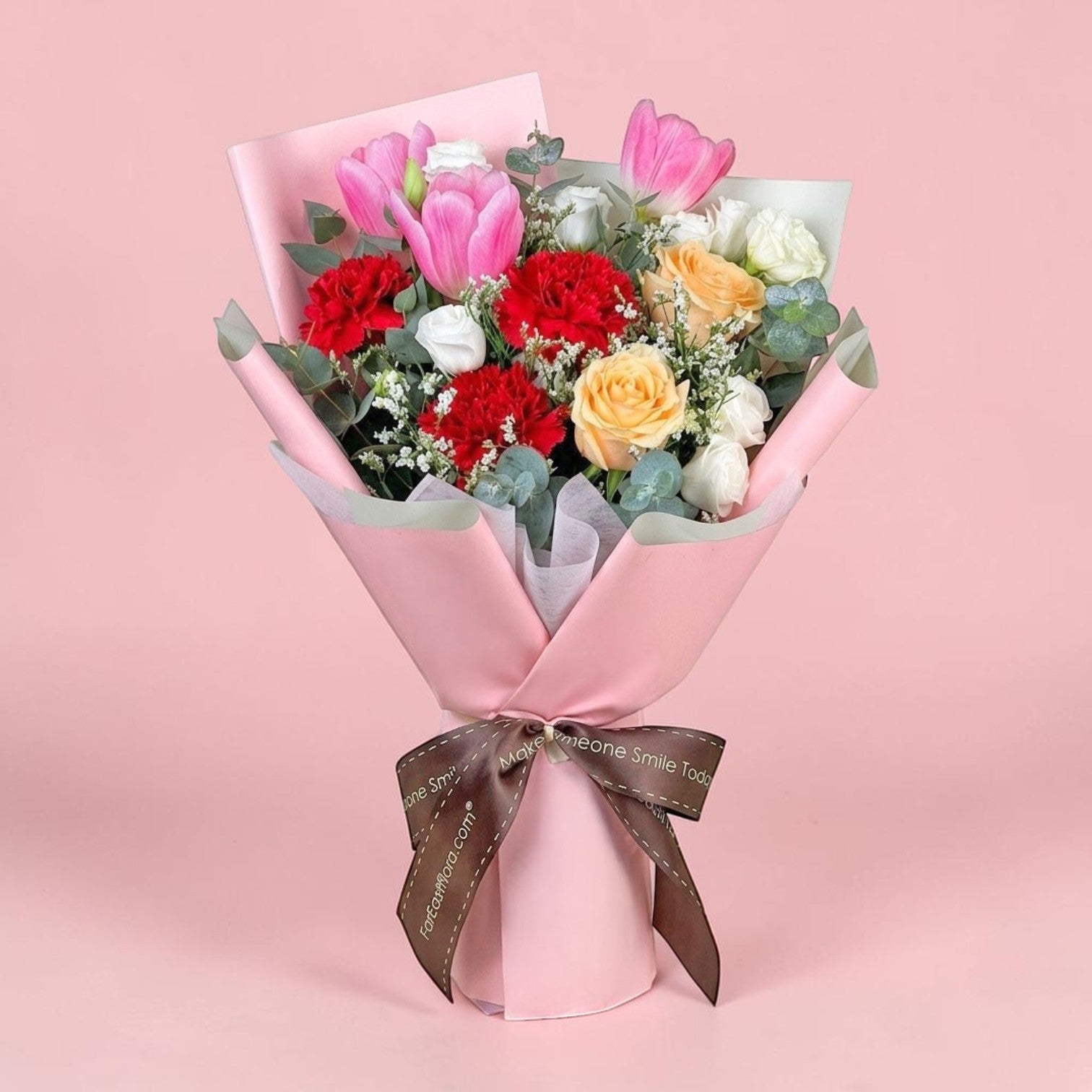 MD10 Growing Love - Tulip & Carnation Flower Bouquet