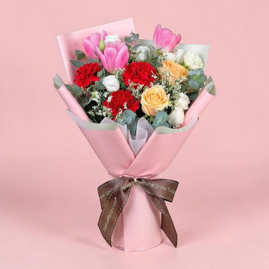 MD10 Growing Love - Tulip & Carnation Flower Bouquet
