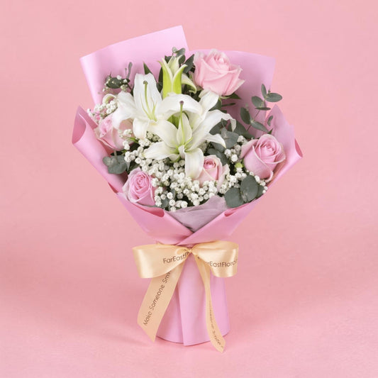 MD11 Softest Care - White Lily & Pink Rose Bouquet
