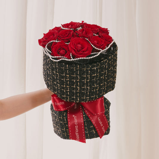 MYPG07 - Classy Tweed (Red/Black) – Flower Bouquet | Far East Flora Malaysia