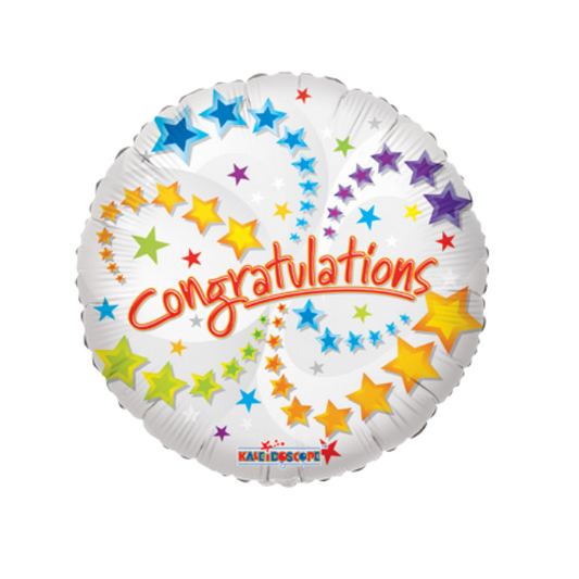 Balloon 18" - Congratulations Colourful Star & White Background | Far East Flora Malaysia